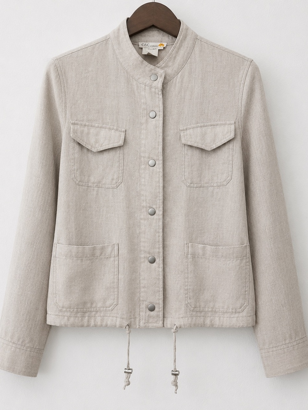C&C California 100% Linen Utility Jacket Beige Workwear Spring Layer S